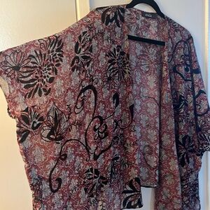 Red and black velvet kimono